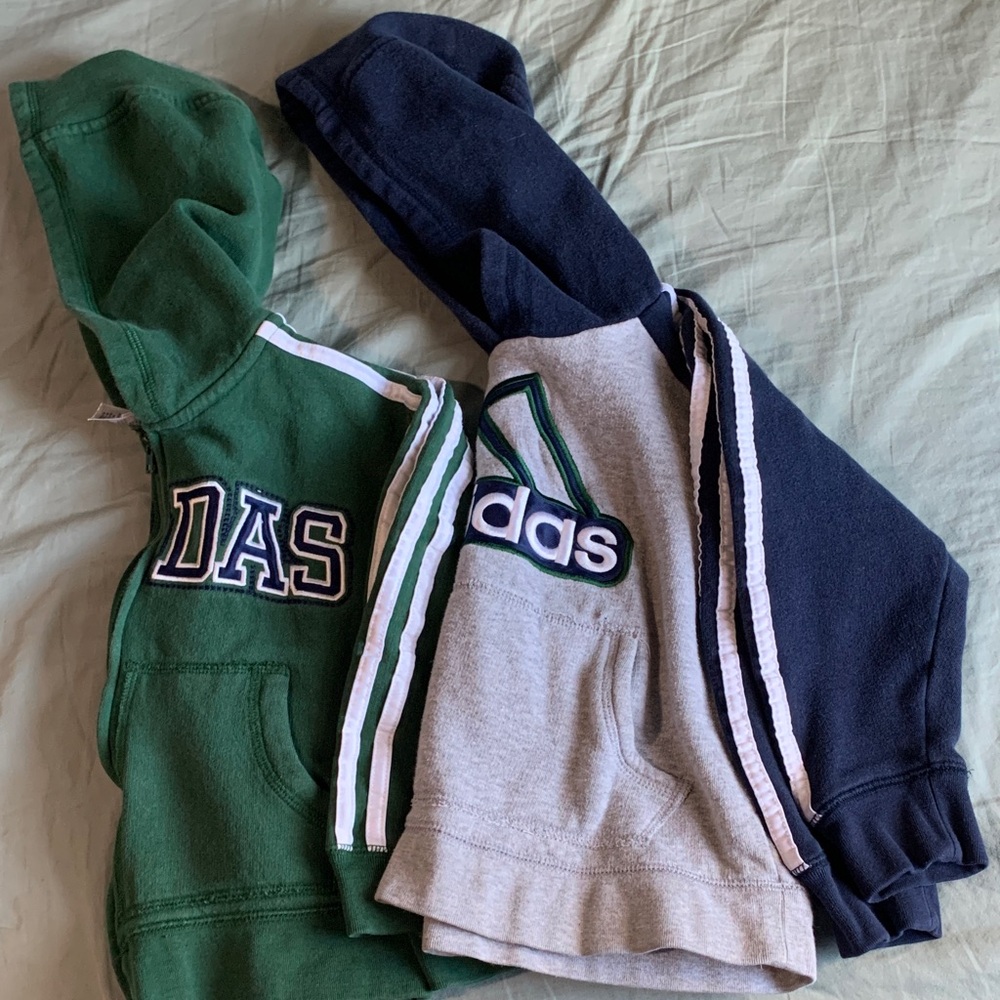 Green and Gray Kids Hoodie Set Adidas